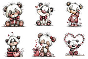 Whimsical Panda Valentine Clipart, an Illustration by CraftArtStudio (Thumbnail 5 of 6)