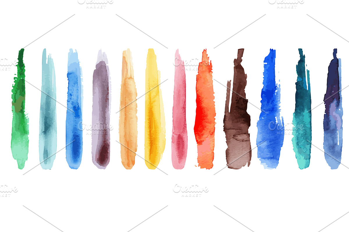watercolor brush strokes on white, an Illustration by piter.goskov