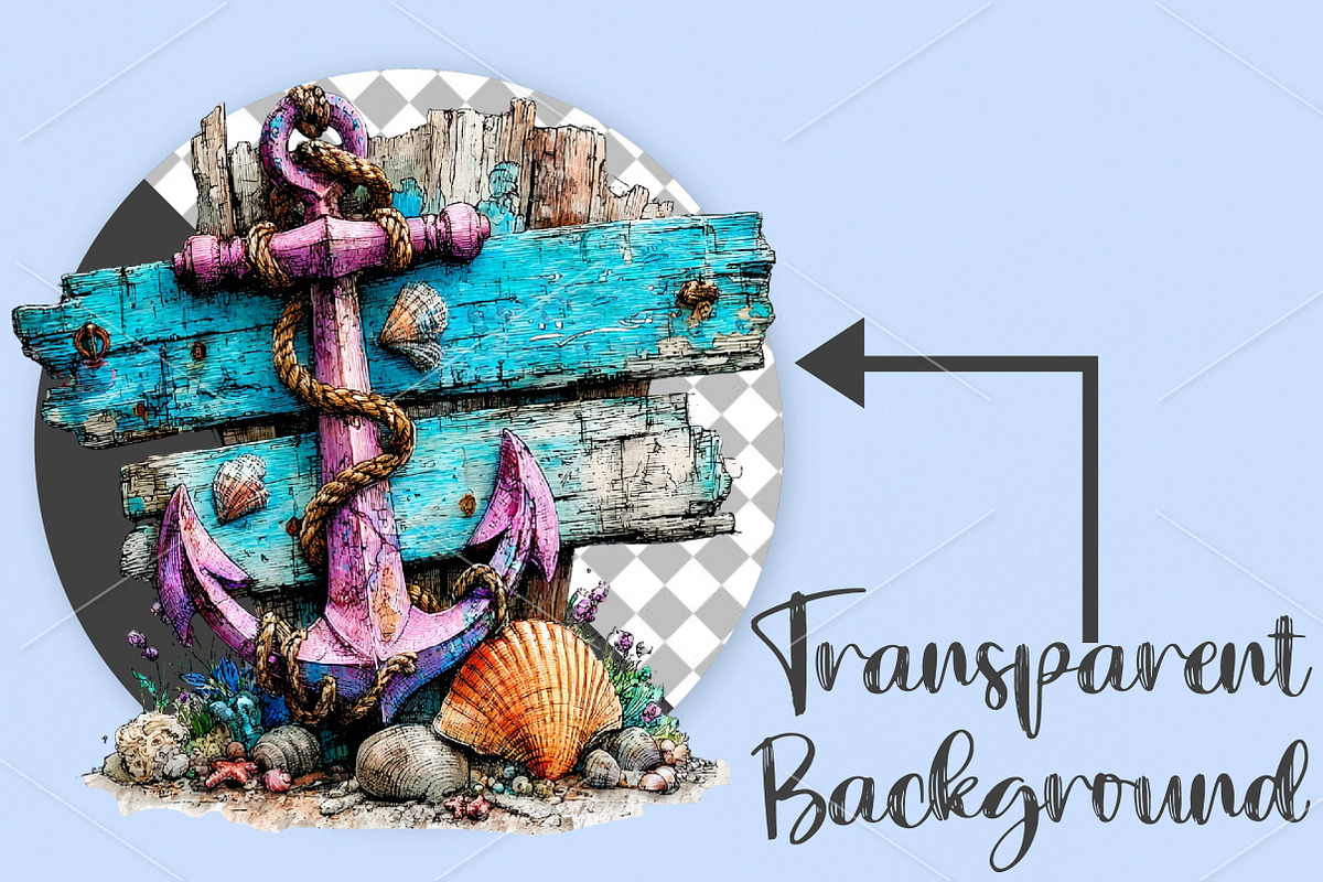 Whimsical Beach Wooden Signs Clipart, an Illustration by Canvas Craft (Photo 2 of 6)