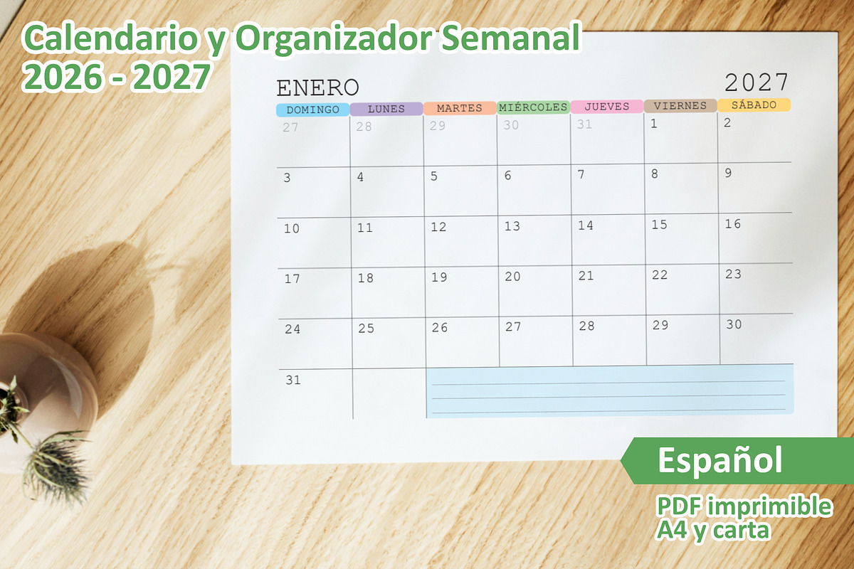 Calendario y Organizador 2026-2027., a Stationery Template by Padrinan (Photo 1 of 4)