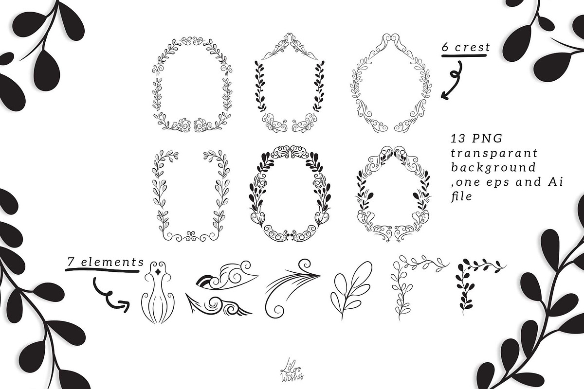Floral Crest, a Decorative Illustration by lilovwishes (Photo 2 of 3)