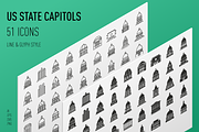 US State Capitols Icon Set, an Outline Icon by Jozsef Balazs-Hegedus (Thumbnail 1 of 6)