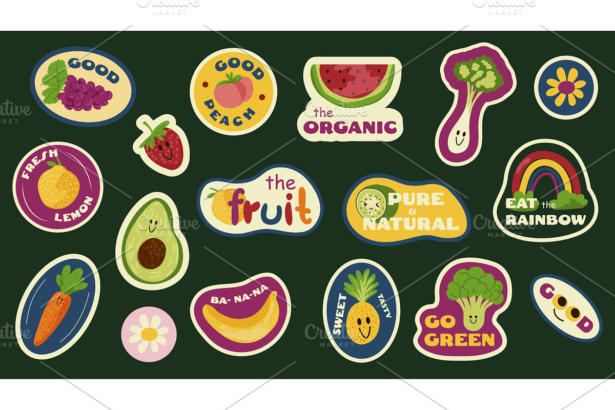 Fruit stickers, a Food Illustration by alexdndz