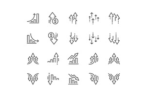 Line Increase and Decrease Icons
