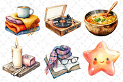 Watercolor Cozy Evening Clipart, an Illustration by Dream Creation (Thumbnail 4 of 6)