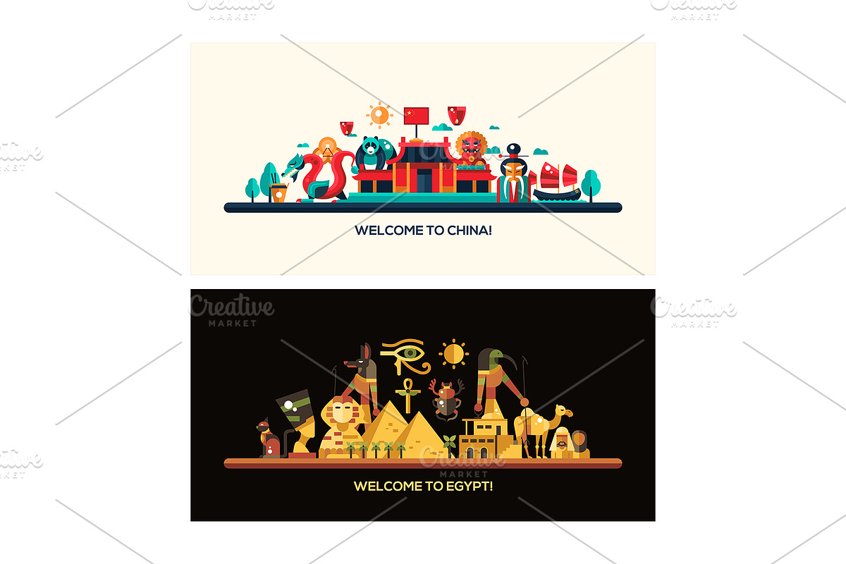 Countries Travel Banners Set, an Animal Illustration by Boyko Pictures (Photo 10 of 12)