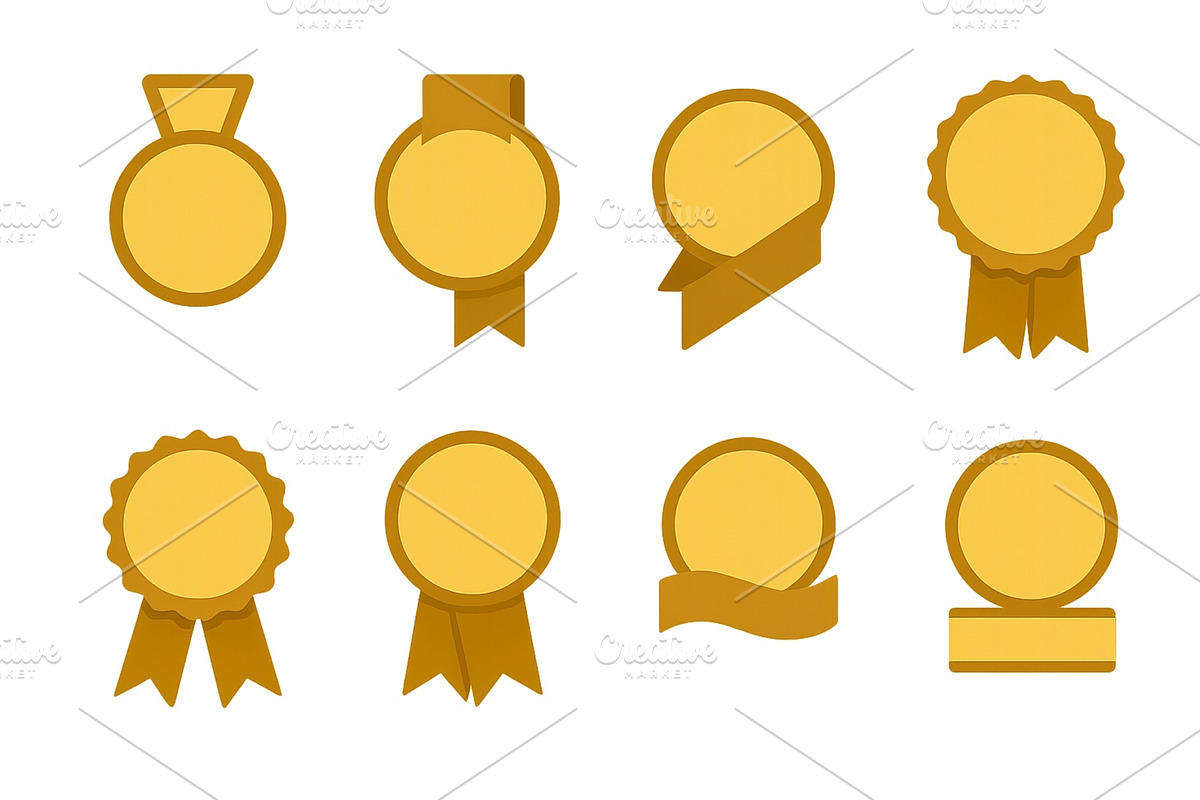 Different styles of gold awards and, an Illustration by ZinetroN