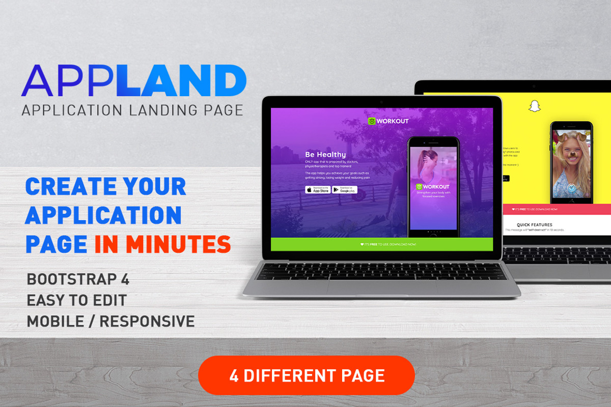 Mobile Application Landing Page, a Landing Page Template by IQSIR (Photo 1 of 5)