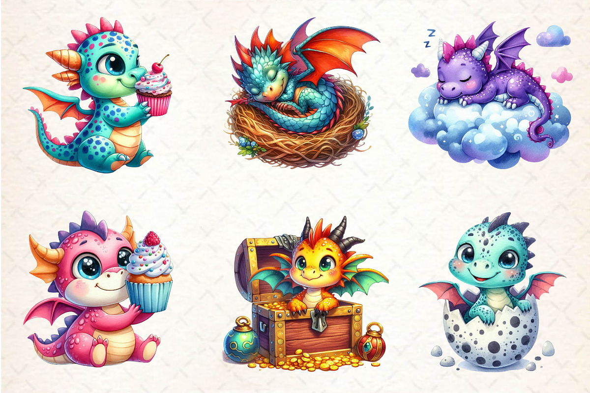 Baby Dragon Sublimation Clipart, an Illustration by Dream Creation (Photo 4 of 7)
