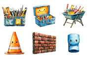 Watercolor Cute Construction PNG, an Illustration by SinaCreation (Thumbnail 3 of 5)