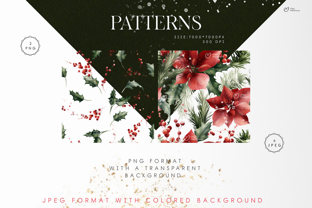 Christmas Graphics, floral cliparts, a Texture Illustration by ollalya (Photo 11 of 15)