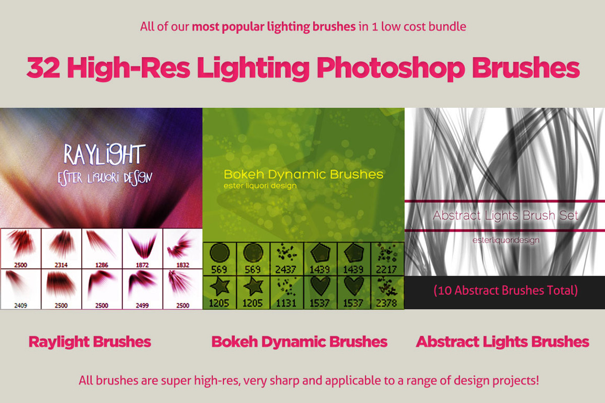 32 Varied Photoshop Lighting Brushes, a Brush Add-On by FanExtra (Photo 1 of 2)