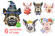 Cute watercolor pigs. Part 3, an Animal Illustration by Watercolor fantasy (Thumbnail 2 of 3)