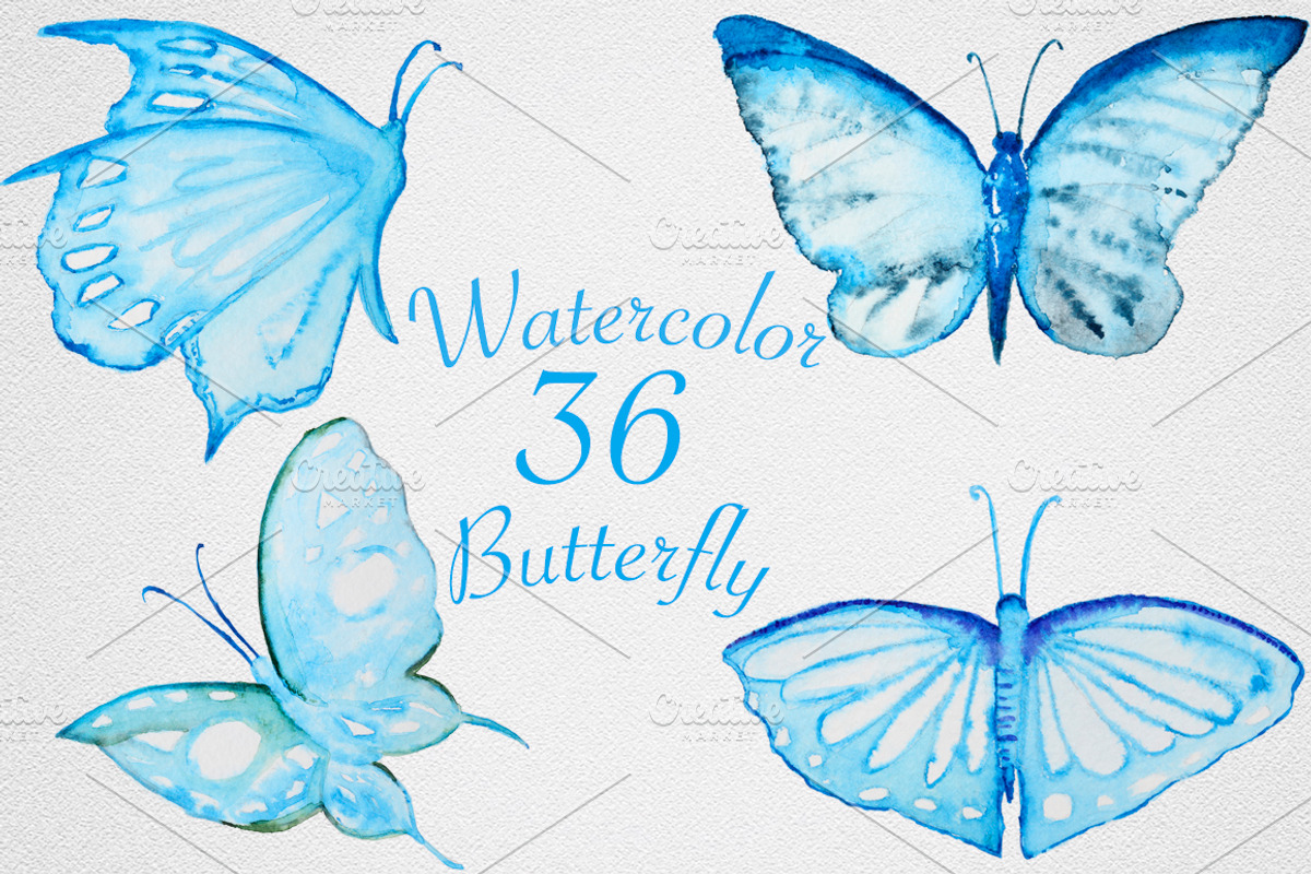 Watercolor Butterfly set #1, an Object Graphic by IvanFet (Photo 1 of 8)
