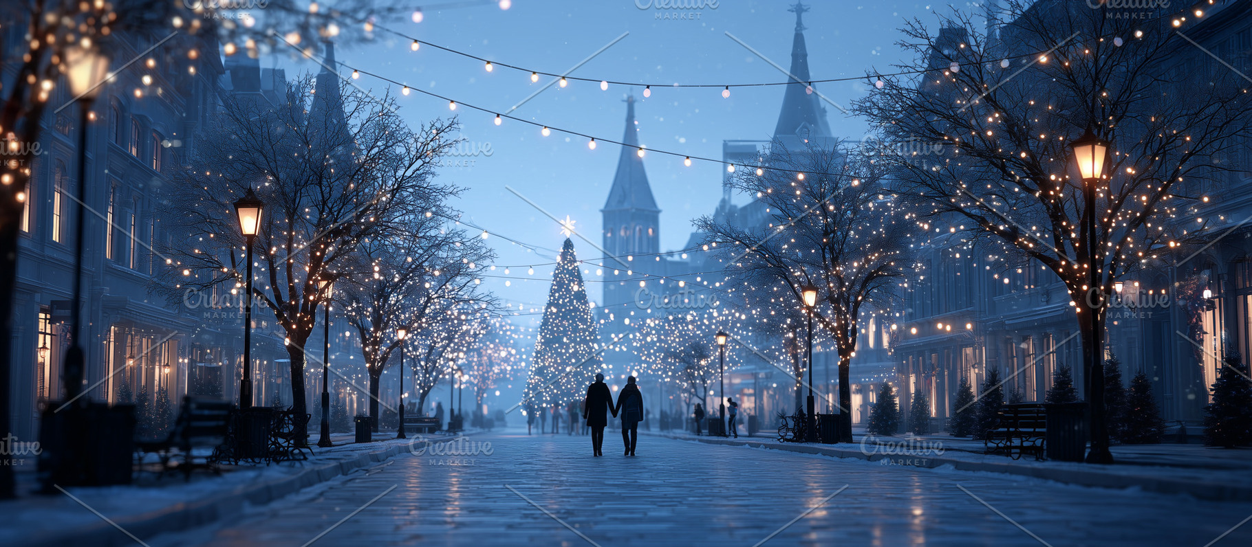 Romantic winter evening on street, a Holiday Photo by MistyDay