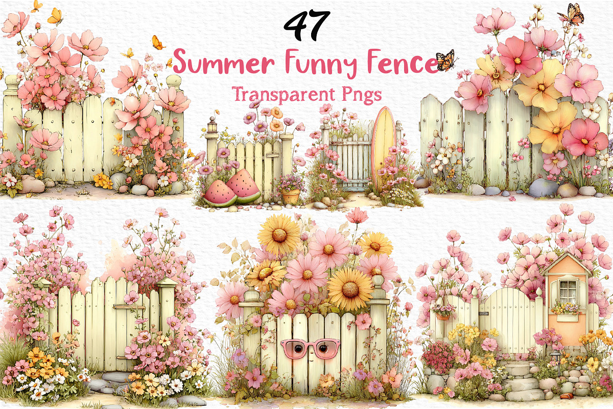 Summer Funny Fence Clipart, an Illustration by Craft Nest (Photo 1 of 12)