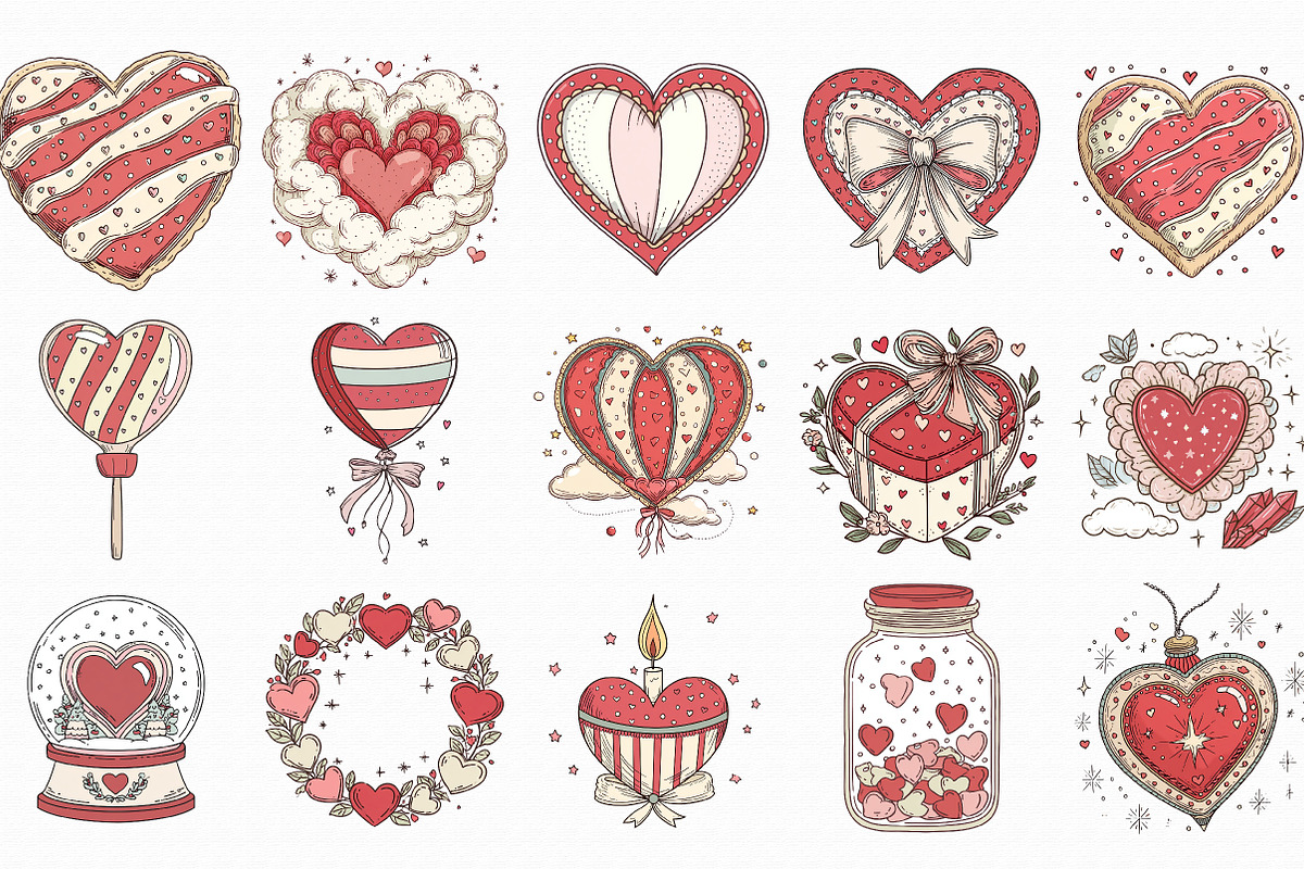 Whimsical Heart Day Clipart, an Illustration by Libby Wishes (Photo 4 of 5)