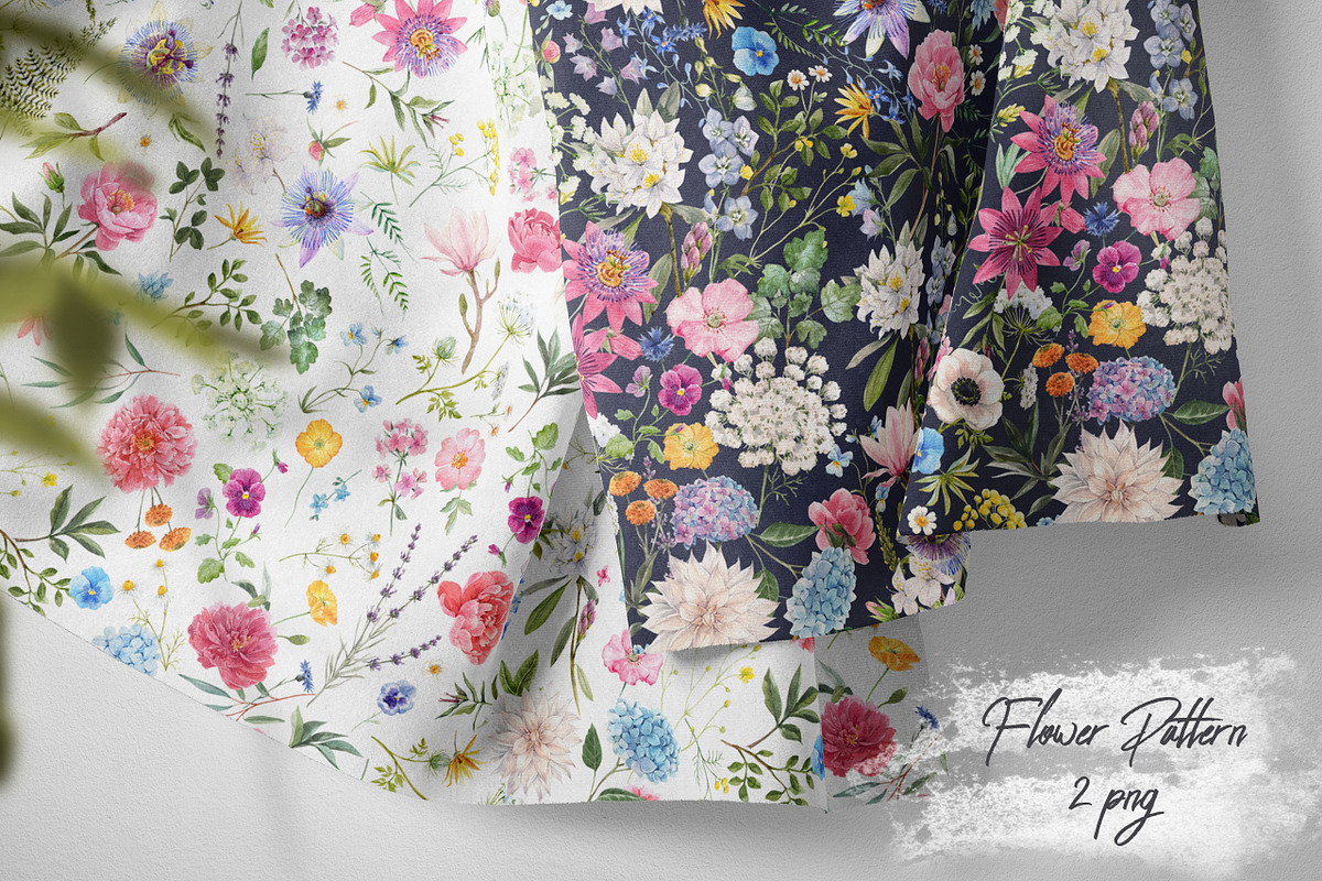 2 Watercolor Floral Patterns, a Pattern Graphic by Lembrik's Artworks (Photo 1 of 3)