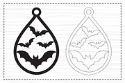 Bats Halloween Earring Svg, a Work Illustration by Dream Creation (Thumbnail 2 of 3)