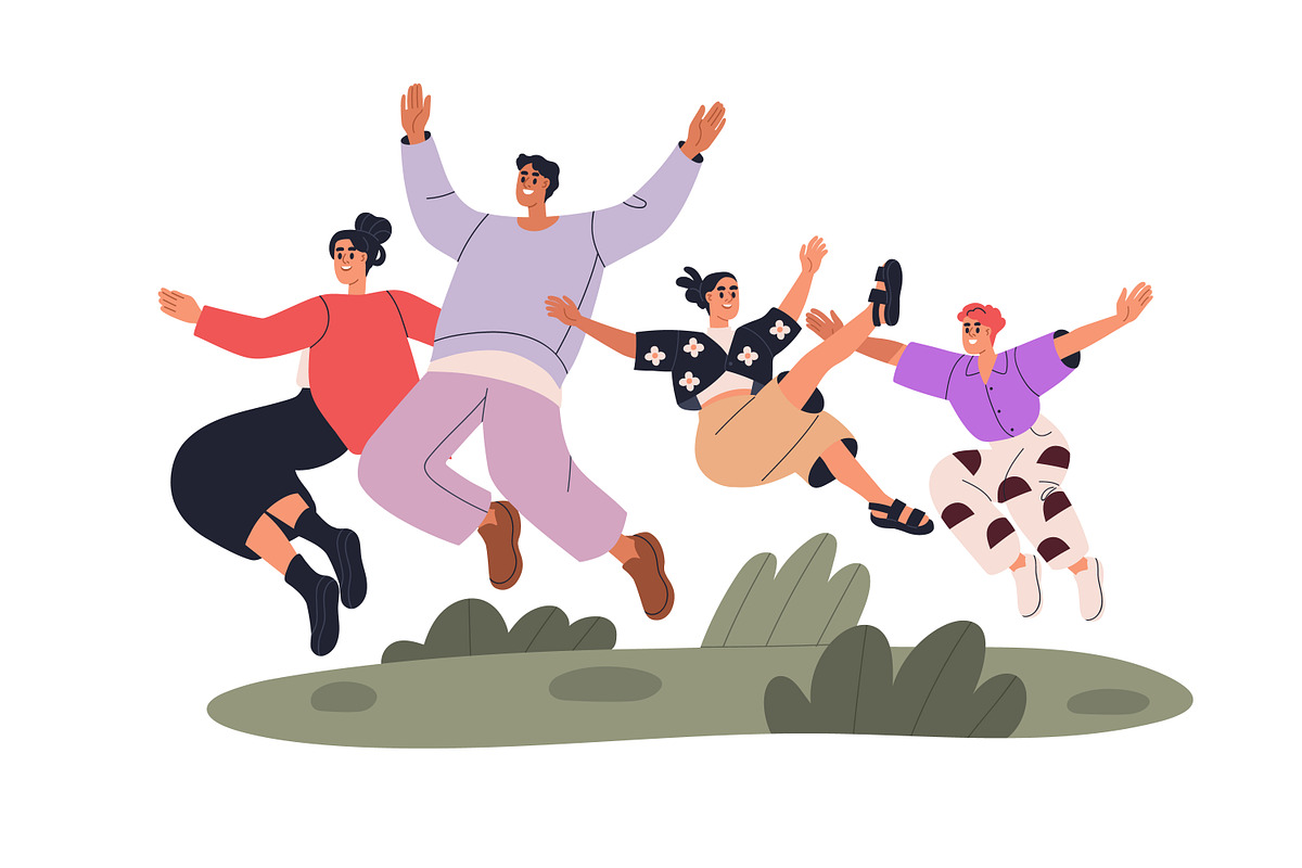 Happy families jumping with kids set, a Person Illustration by Good Studio (Photo 5 of 13)