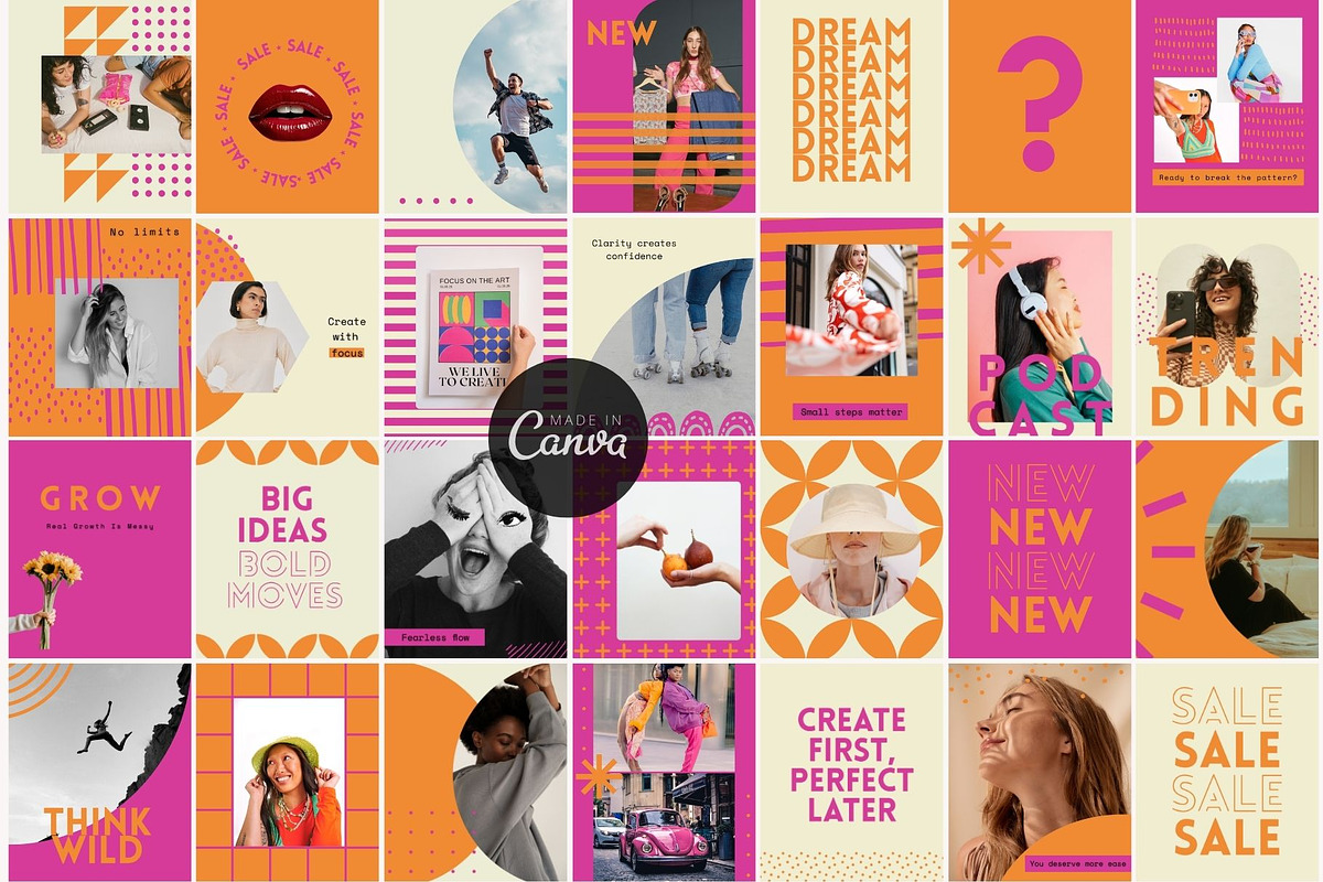 Bold Orange Pink Instagram Templates, a Social Media Template by Yaaas Design (Photo 5 of 12)