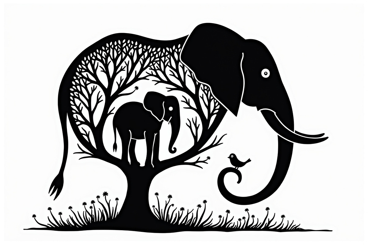 Silhouette of a Cute Elephant vector, an Illustration by Amazin_art (Photo 12 of 21)