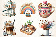 Coffee Lover Clipart Boho, an Illustration by DreamCafeArt (Thumbnail 2 of 7)