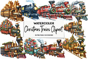 Christmas Trains Clipart P1, an Illustration by DreamArtGraphic (Thumbnail 1 of 5)