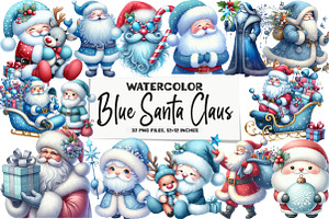 Blue Santa Claus Clipart, an Illustration by DreamArtGraphic