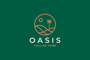 Oasis Logo Desert Dune Palm Dates, a Branding & Logo Template by Signatoro