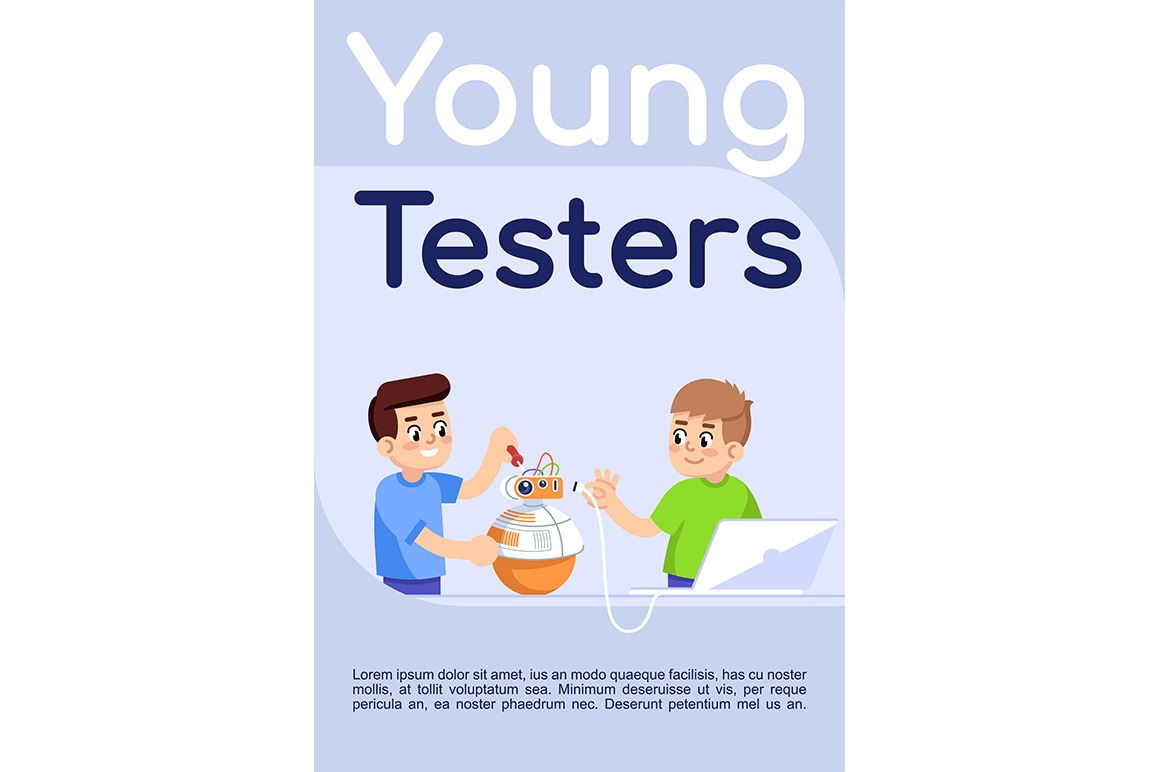 Young testers poster vector template, a Flyer Template by IMG Visuals