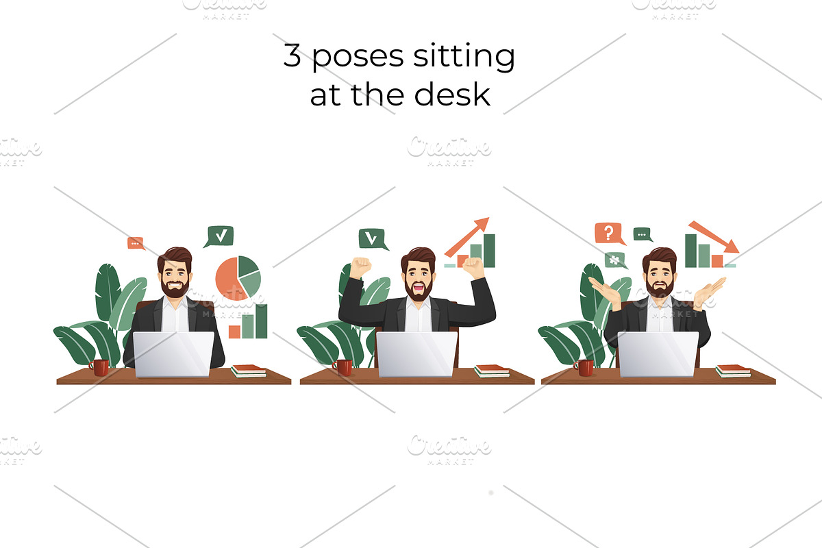Handsome business man set, a Person Illustration by Volha Hlinskaya (Photo 5 of 6)