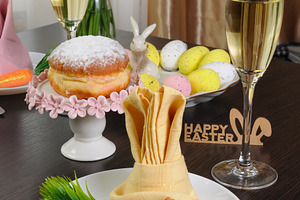 Easter table setting with decorative, a Holiday Photo by Apolonia