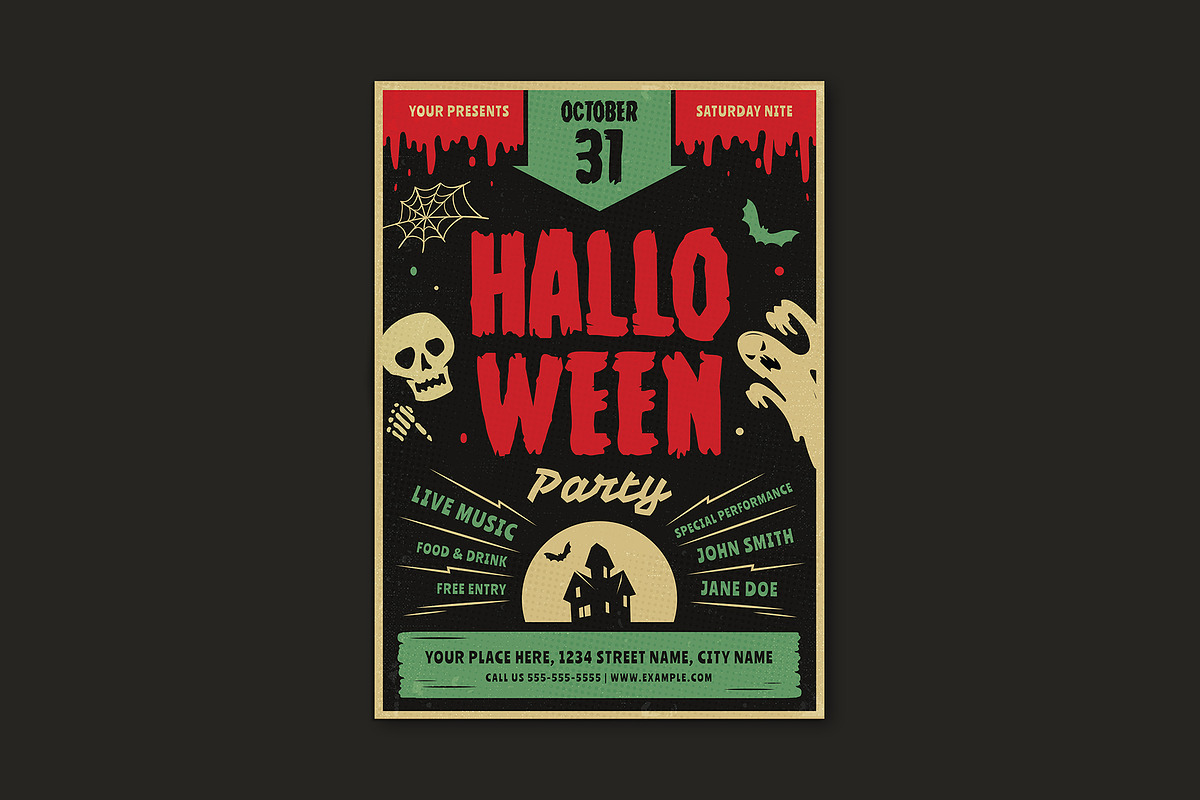 Retro Halloween Party Flyer, a Flyer Template by VectorVactory (Photo 2 of 3)