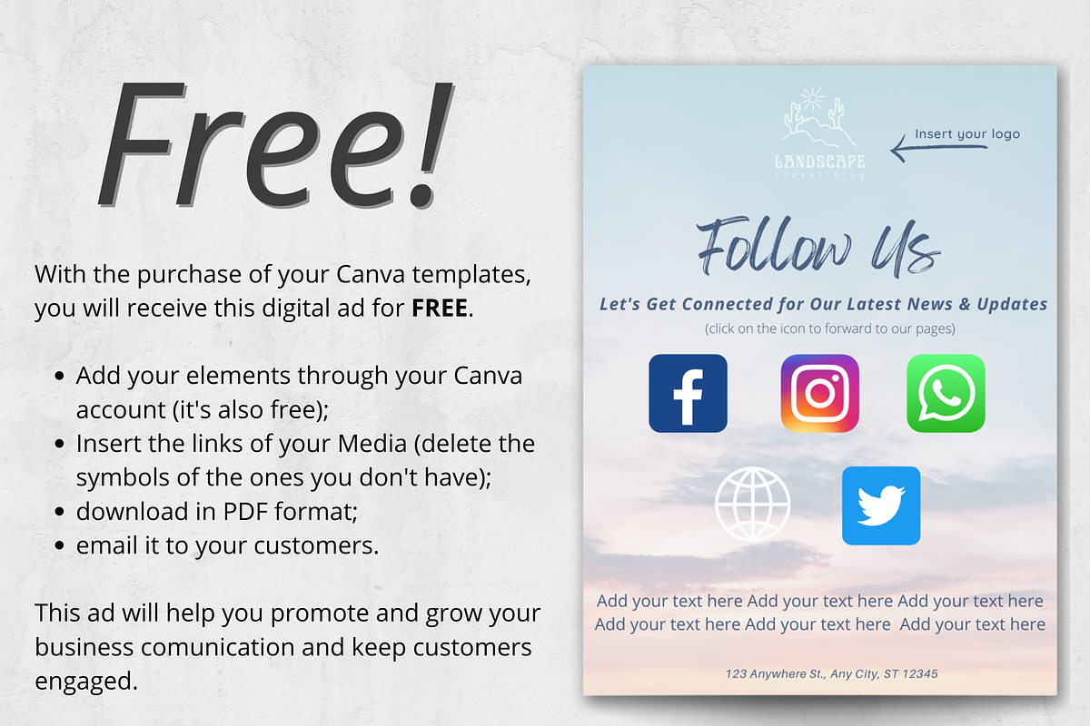 40 TRAVEL Canva + FREE Business, a Social Media Template by Talipic Designs (Photo 4 of 7)