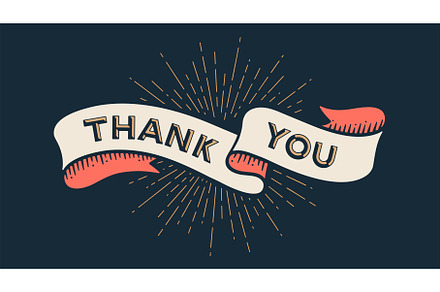 Thank You, ribbon banner, an Illustration by Foxys Graphic