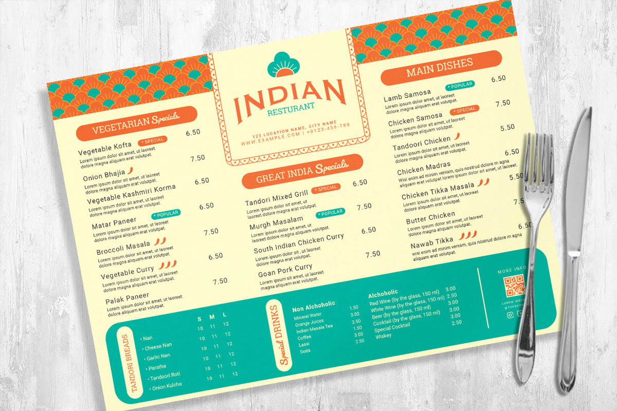 Indian Restaurant Menu Template, a Flyer Template by BrandPacks (Photo 4 of 5)