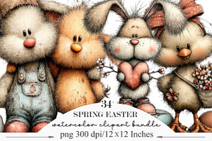 Spring Easter Watercolor Bundle, an Illustration by Designking