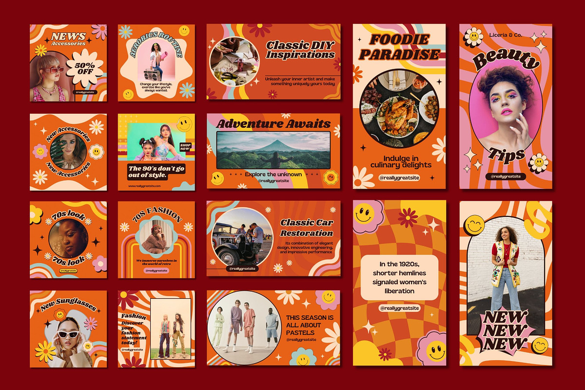 570 Retro Templates Canva Editable, a Design Template by TemplateCastleStore (Photo 2 of 10)