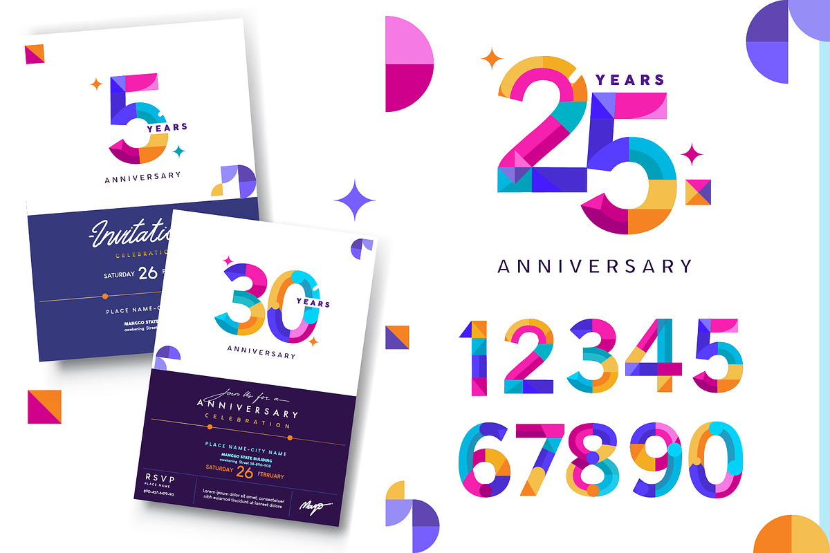 Modern Anniversary Logo Sets, an Invitation Template by OtpirusGraphic (Photo 2 of 7)