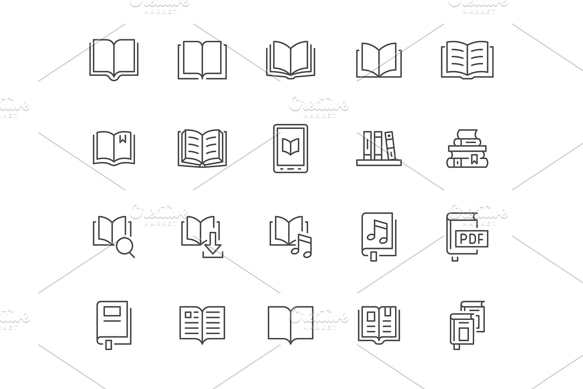 Books Line Icons, an Outline Icon by Nadiinko (Photo 2 of 2)