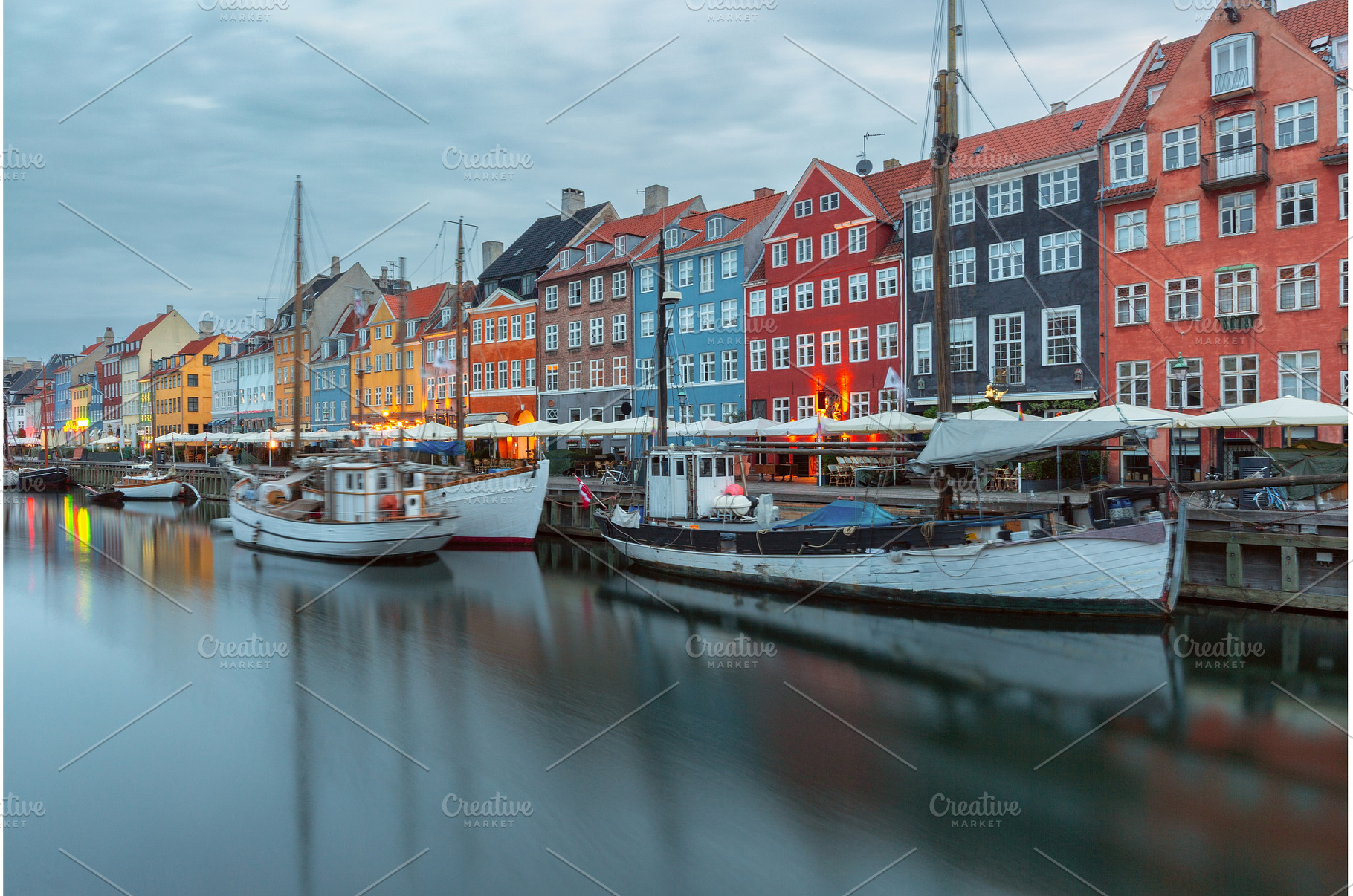 Nyhavn canal waterfront with moored, an Architecture Photo by kavalenkava