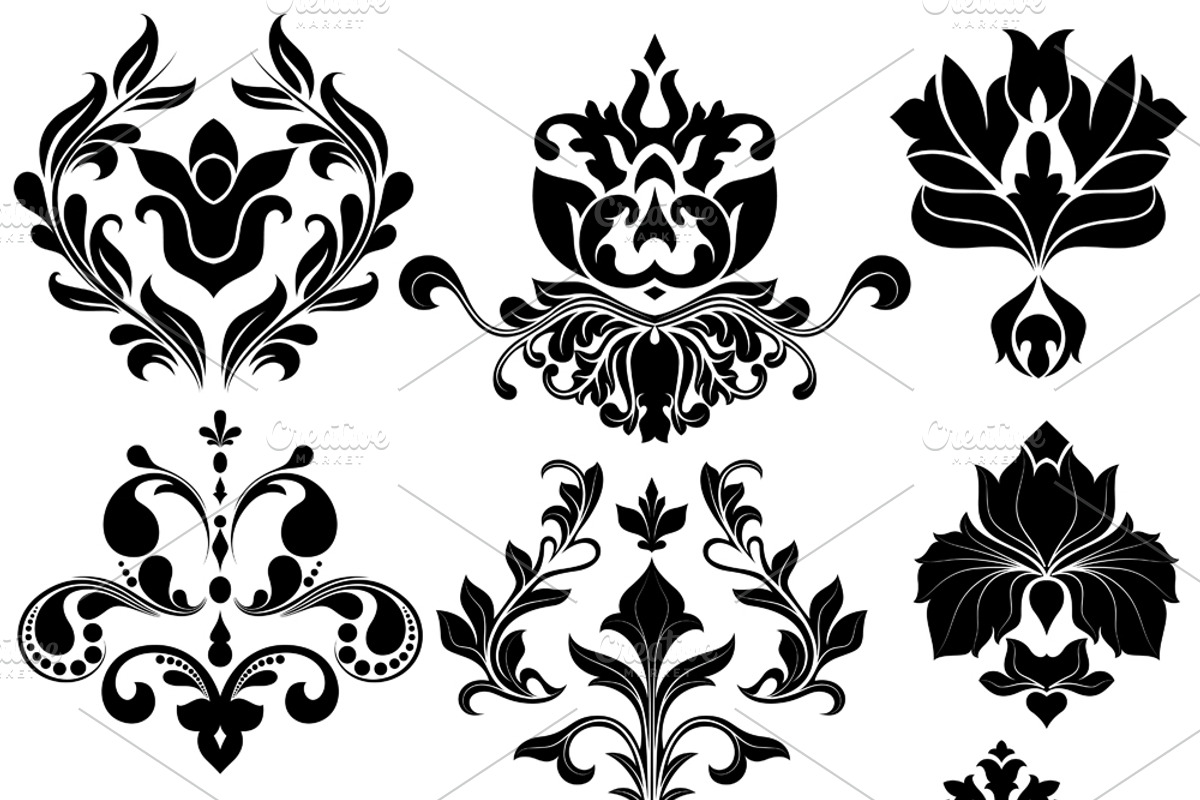 Damask Elements, an Illustration by TrueMitra Designs