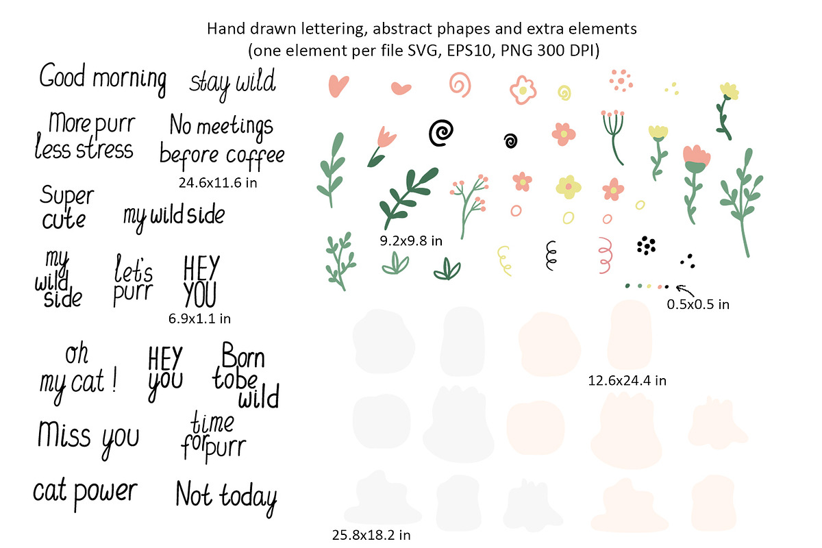 Cats and Plants Clipart and Patterns, an Animal Illustration by Anna Druzhkova (Photo 5 of 23)