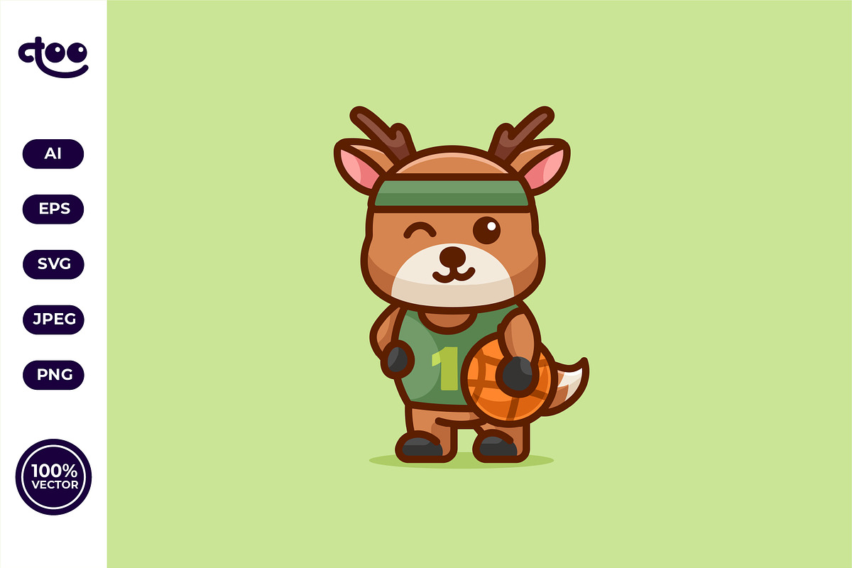 Simple Basketball Deer Player, an Animal Illustration by Satisfactoons (Photo 1 of 3)