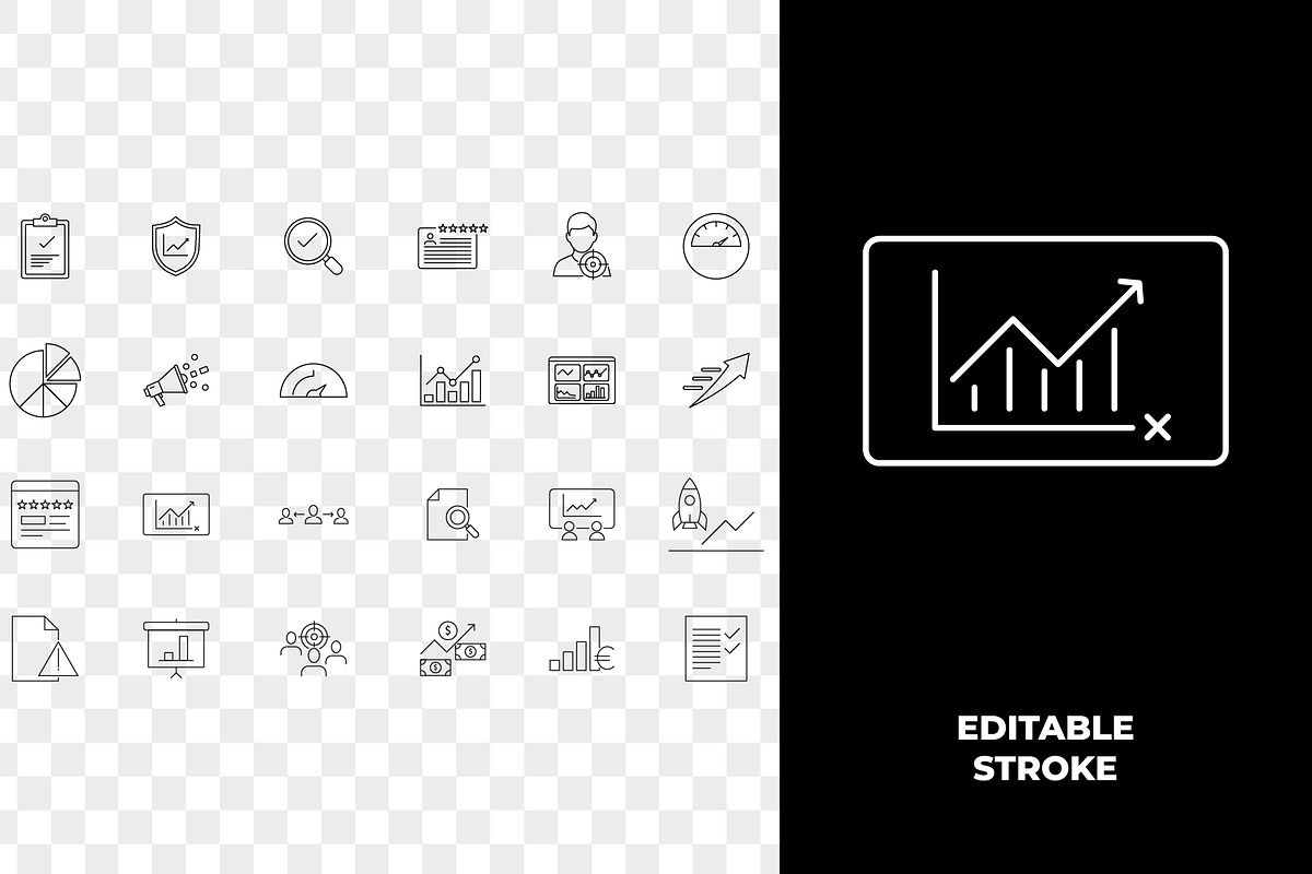Business Analysis Icon Set, an Outline Icon by Unique Design Team (Photo 3 of 3)