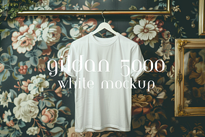 Gildan 5000 White T-Shirt Mockup