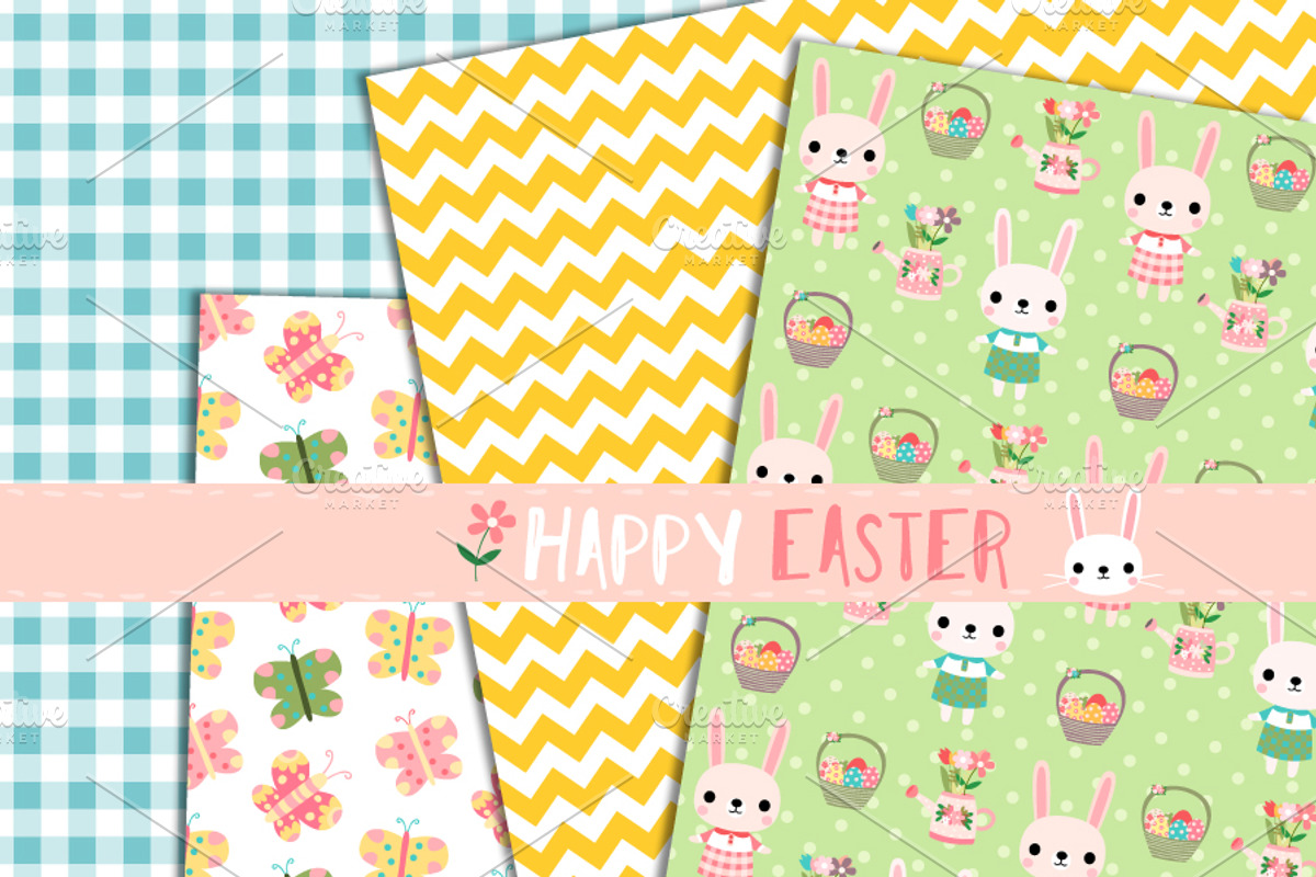 Cute Easter digital paper pack, a Pattern Graphic by Pravokrugulnik
