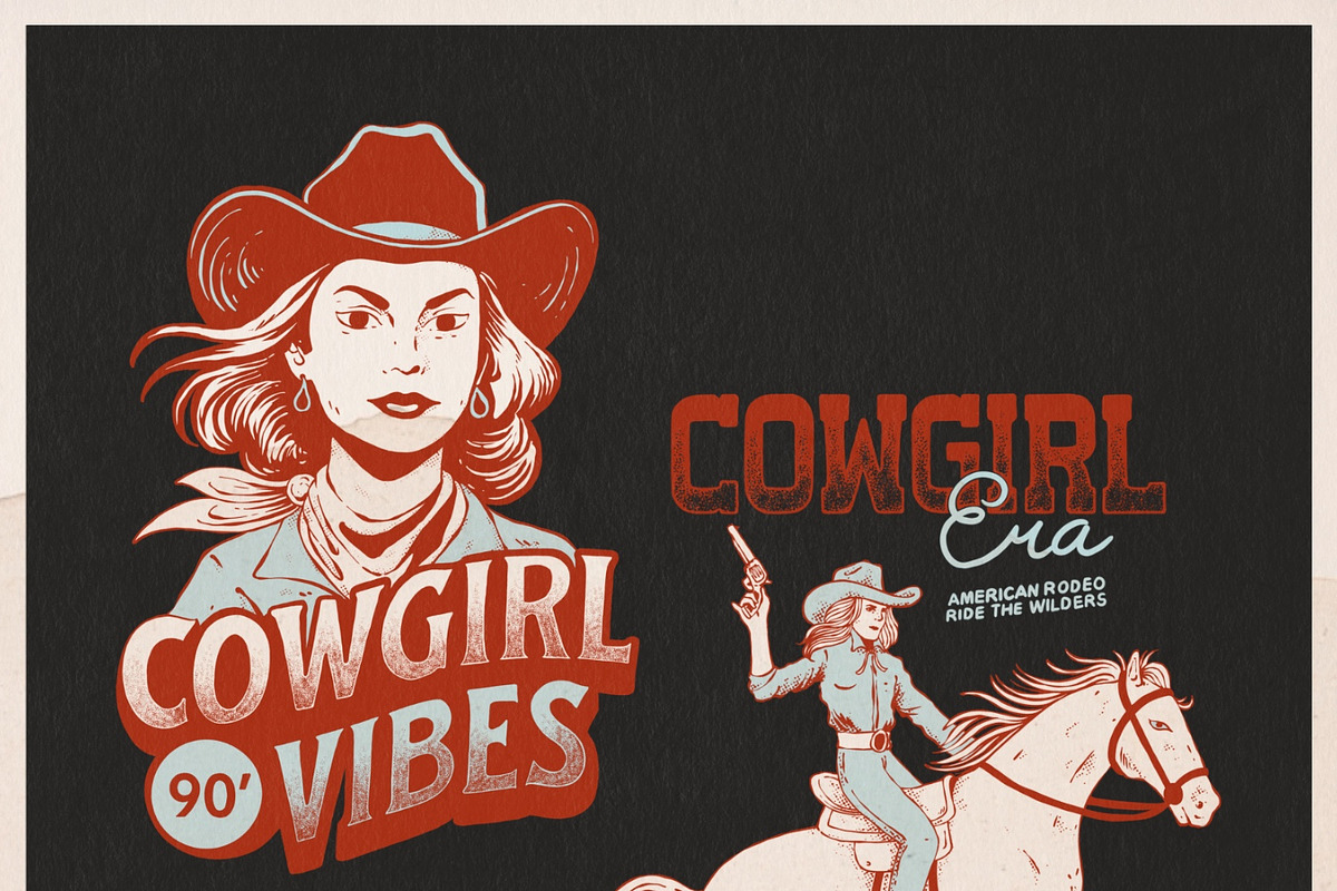 Vintage cowgirl vibes pack, a Person Illustration by Bromz Studio (Photo 2 of 5)