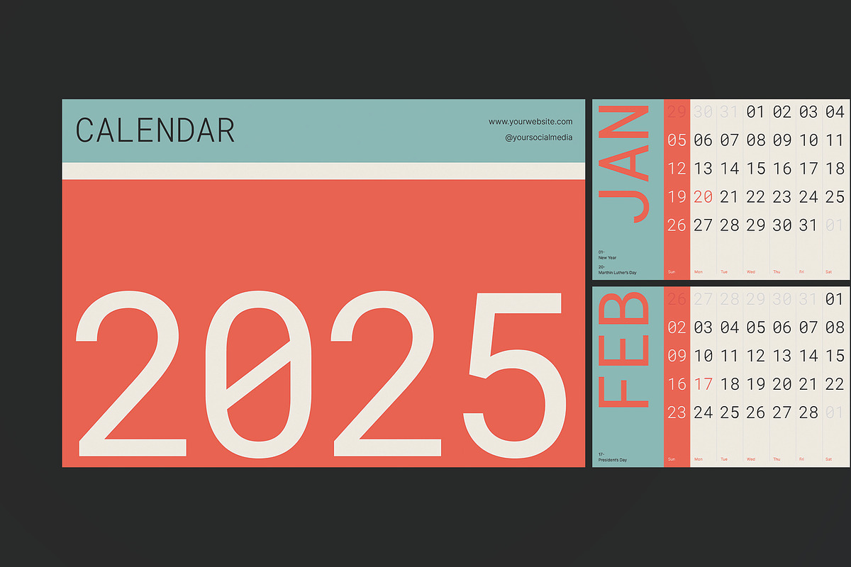 Simple 2025 Desk Calendar, a Stationery Template by Neermana (Photo 3 of 4)